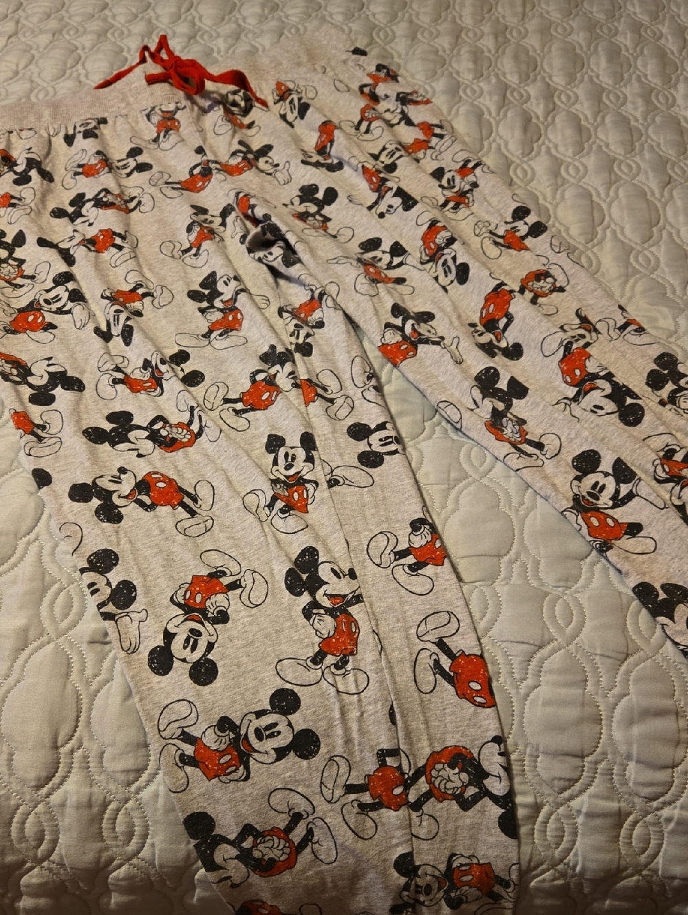 Disney Mickey Mouse Gray Lightwight Sleep Pants with Red Drawstring